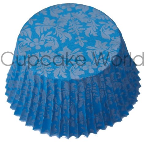 BLUE SILVER FLORAL DAMASK PAPER MUFFIN CUPCAKE CASES 50PCS BLUE SILVER FLORAL DAMASK PAPER MUFFIN CUPCAKE CASES 50PCS